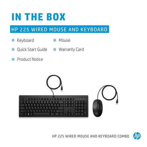HP 225 Wired Mouse and Keyboard Combo HP 225 Wired Mouse and Keyboard Combo